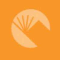 Library logo with book in the center and yellow background